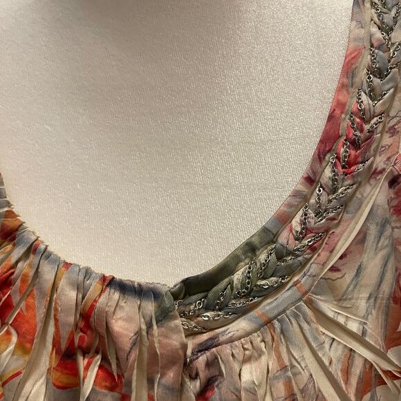 Style & Co Tan Embellished  Chain link neck Blue Small Women's RN 119794 - Picture 4 of 5